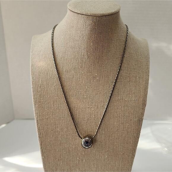 Brighton Heiress Mixed Metals Blue Crystal‎ Reversible necklace - Picture 3 of 7